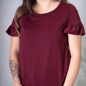 Shein Basic T-shirt with ruffle sleeves